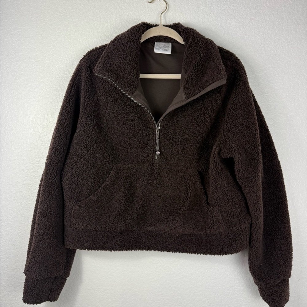 Lululemon teddy half zip Cozy Brown Sherpa Pullover size M/L